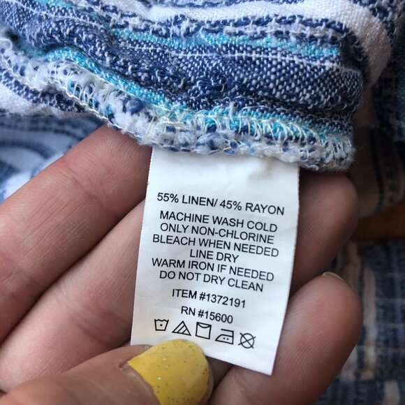 BRIGGS Linen Blend Striped Shorts Blue White Size XXL - Picture 4 of 12